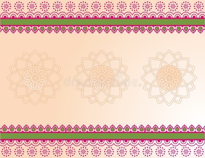 Bandeira indiana cor-de-rosa e verde da hena ilustração royalty free