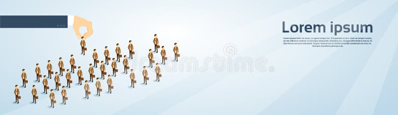 Bandeira isométrica do espaço 3d de Person Candidate People Group Copy do negócio da colheita da mão do recrutamento ilustração stock Bandeira isométrica do espaço 3d de Person Candidate People Group Copy do negócio da colheita da mão do recrutamento ilustração stock