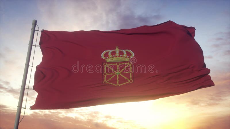 Bandeira marinha ondulando no céu eólico e ao fundo do sol ilustração stock
