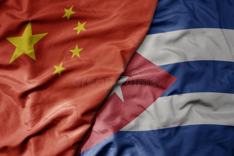 Bandeira nacional colorida da china e bandeira nacional de cuba ilustração do vetor