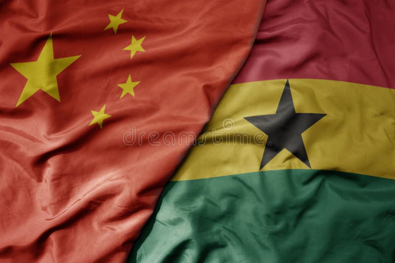 Bandeira nacional colorida da china e bandeira nacional do ghana ilustração do vetor