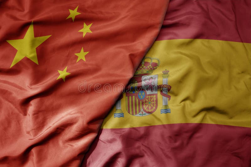 Bandeira nacional colorida da china e bandeira nacional da espanha ilustração royalty free