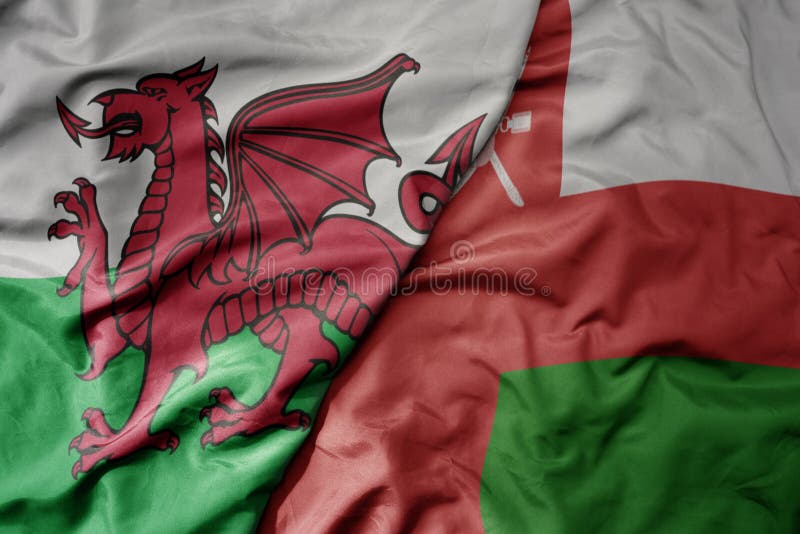 Bandeira nacional colorida de balsa e bandeira nacional de omã ilustração royalty free