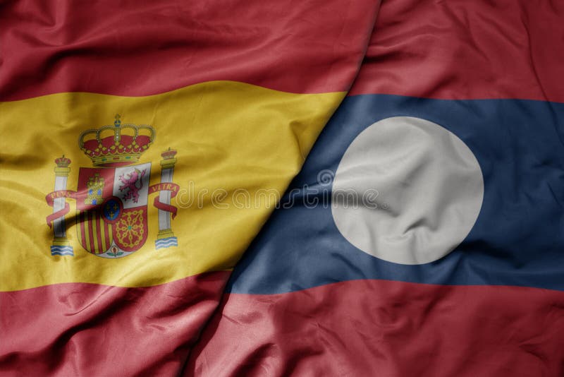 Bandeira nacional colorida de espanha e bandeira nacional do caos ilustração stock