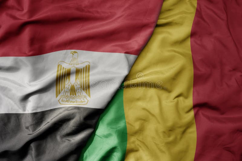 Bandeira nacional colorida do egito e bandeira nacional de mali ilustração stock