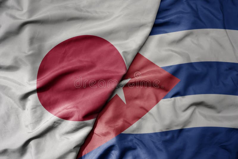 Bandeira nacional colorida do japão e bandeira nacional de cuba ilustração do vetor