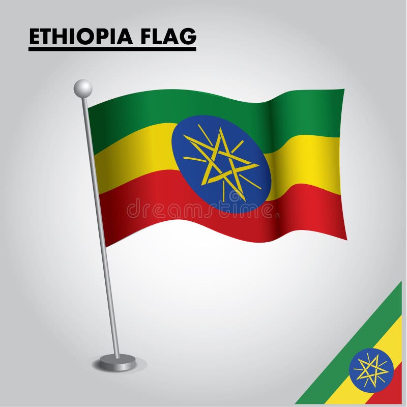 Bandeira nacional da bandeira de ETIÓPIA de ETIÓPIA em um polo ilustração do vetor Bandeira nacional da bandeira de ETIÓPIA de ETIÓPIA em um polo ilustração do vetor