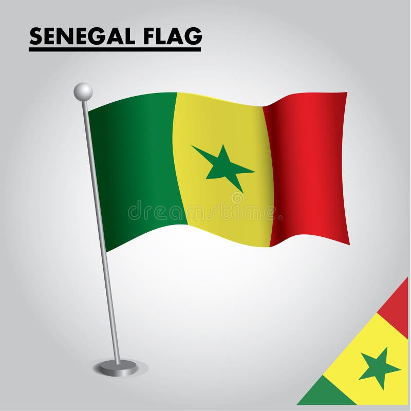 Bandeira nacional da bandeira de SENEGAL de SENEGAL em um polo ilustração royalty free Bandeira nacional da bandeira de SENEGAL de SENEGAL em um polo ilustração royalty free