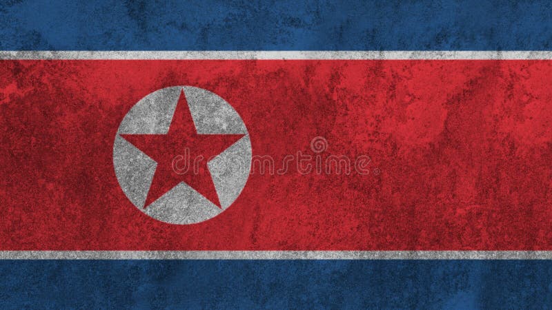 Bandeira norte-coreana pintada na parede