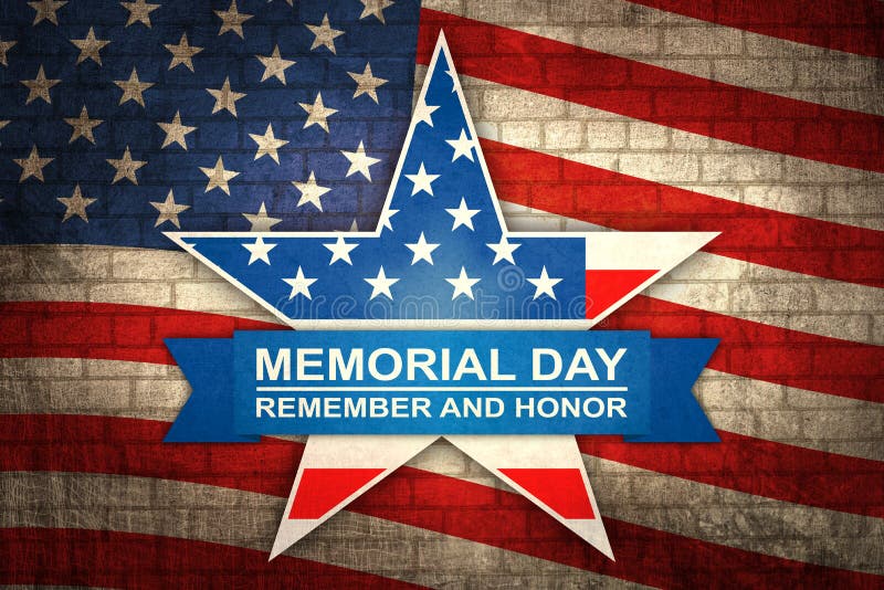 A bandeira para Memorial Day com protagoniza em cores da bandeira nacional Memorial Day no fundo da bandeira americana ilustração do vetor A bandeira para Memorial Day com protagoniza em cores da bandeira nacional Memorial Day no fundo da bandeira americana ilustração do vetor