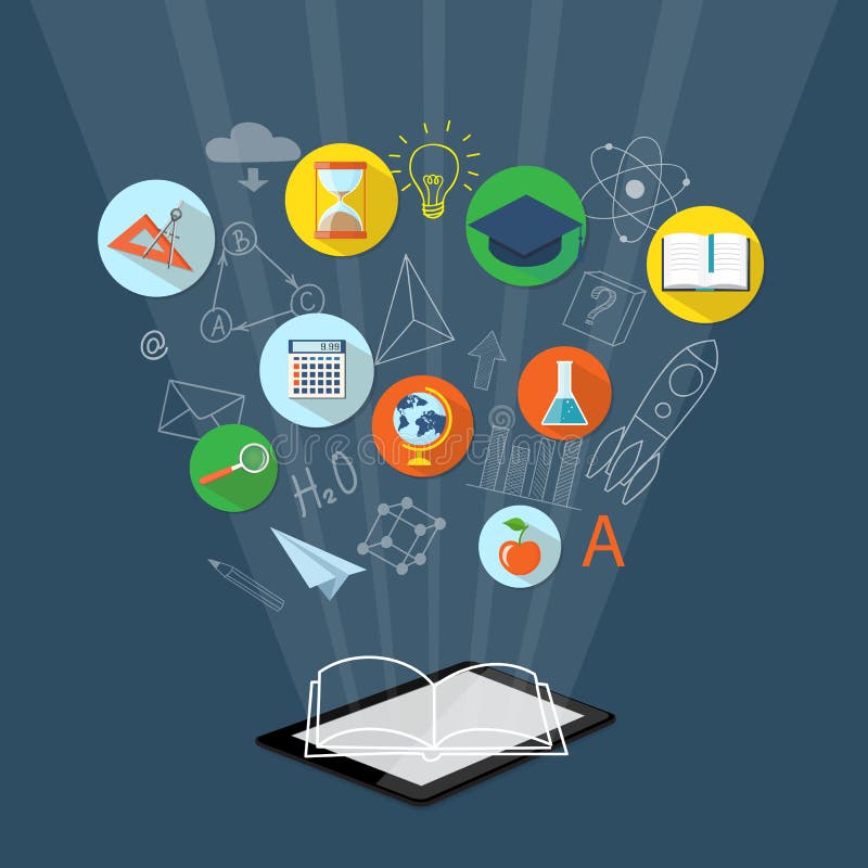 Bandeira para na linha educação, eBook ilustração royalty free Bandeira para na linha educação, eBook ilustração royalty free