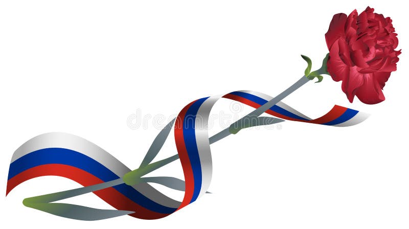 Bandeira tricolor vermelha da flor do cravo e do russo da fita ilustração do vetor Bandeira tricolor vermelha da flor do cravo e do russo da fita ilustração do vetor