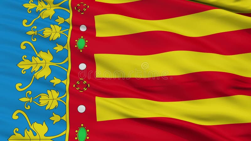 Bandeira Valencian da comunidade do close up, Espanha ilustração stock