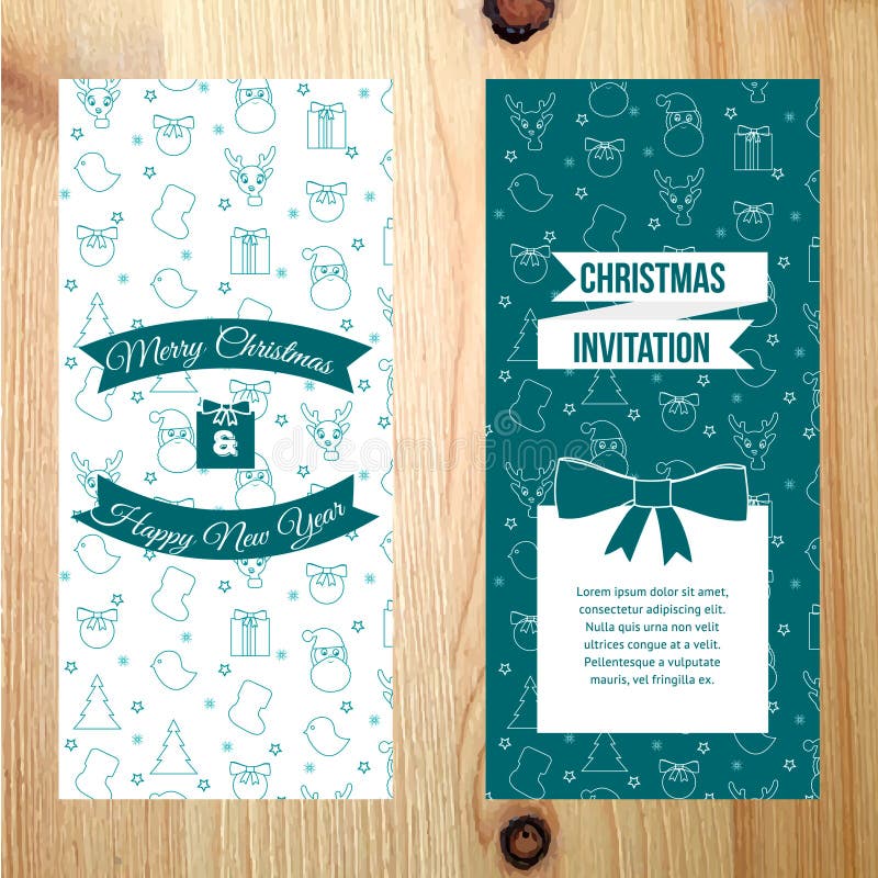 Bandeira vertical do Feliz Natal com teste padrão no fundo de madeira da textura ilustração stock Bandeira vertical do Feliz Natal com teste padrão no fundo de madeira da textura ilustração stock