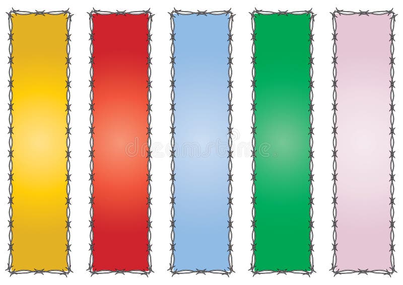 Bandeiras coloridas do arame farpado ilustração stock Bandeiras coloridas do arame farpado ilustração stock