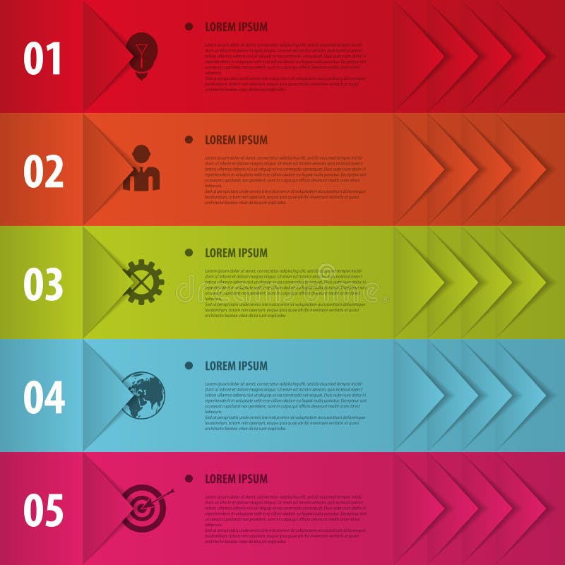Bandeiras coloridas Infographics para suas apresentações do negócio ilustração royalty free Bandeiras coloridas Infographics para suas apresentações do negócio ilustração royalty free