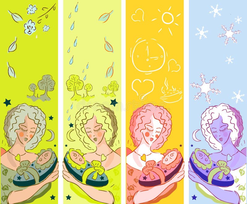 Bandeiras da mulher &amp; da criança ilustração stock