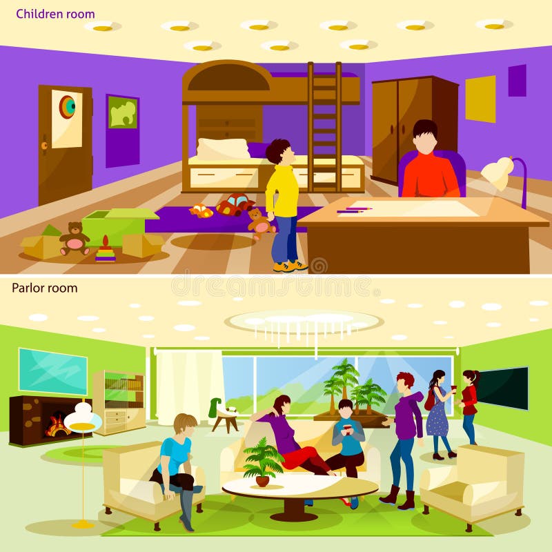 Bandeiras da sala de visitas ajustadas ilustração royalty free Bandeiras da sala de visitas ajustadas ilustração royalty free