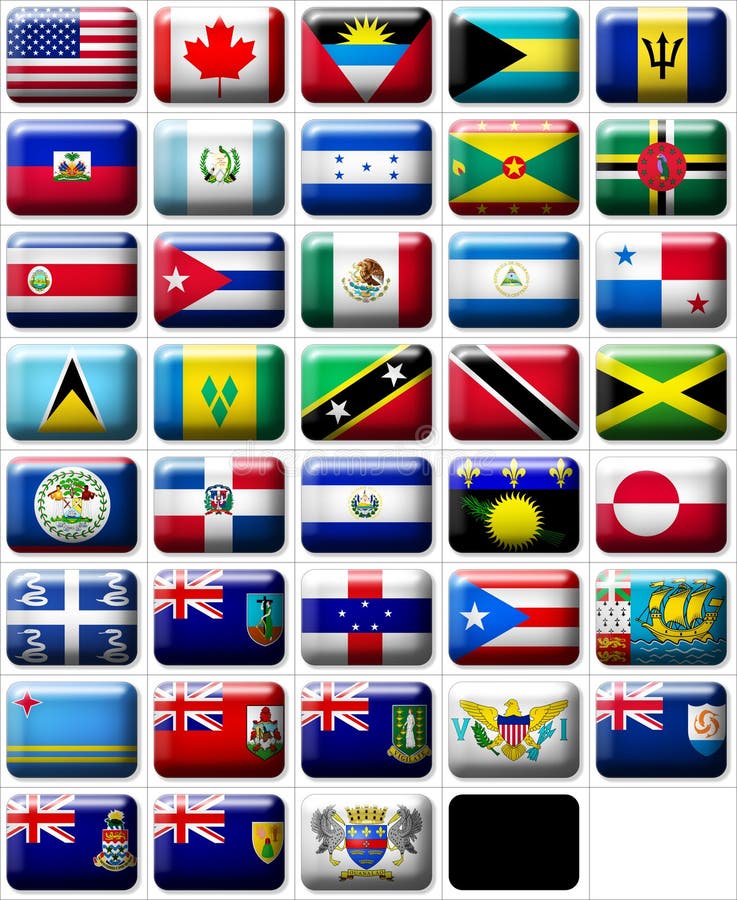Bandeiras de America do Norte ilustração stock Bandeiras de America do Norte ilustração stock
