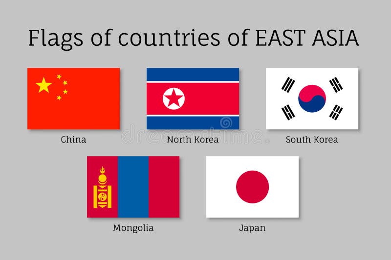 Conjunto de bandeiras de países asiáticos com acenando estilo de