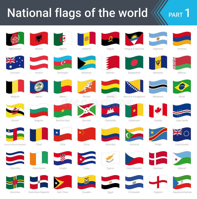 Bandeiras Do Mundo Coleção Das Bandeiras - Conjunto Completo De Bandeiras  Nacionais Ilustração do Vetor - Ilustração de geografia, norte: 110124057