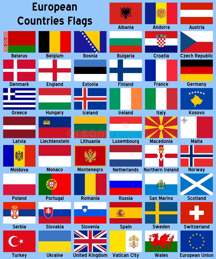 Bandeiras de países europeus ilustração royalty free Bandeiras de países europeus ilustração royalty free