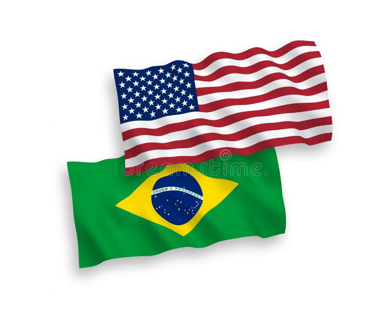 Bandeiras Dos Estados Unidos E Do Brasil Ilustração Stock