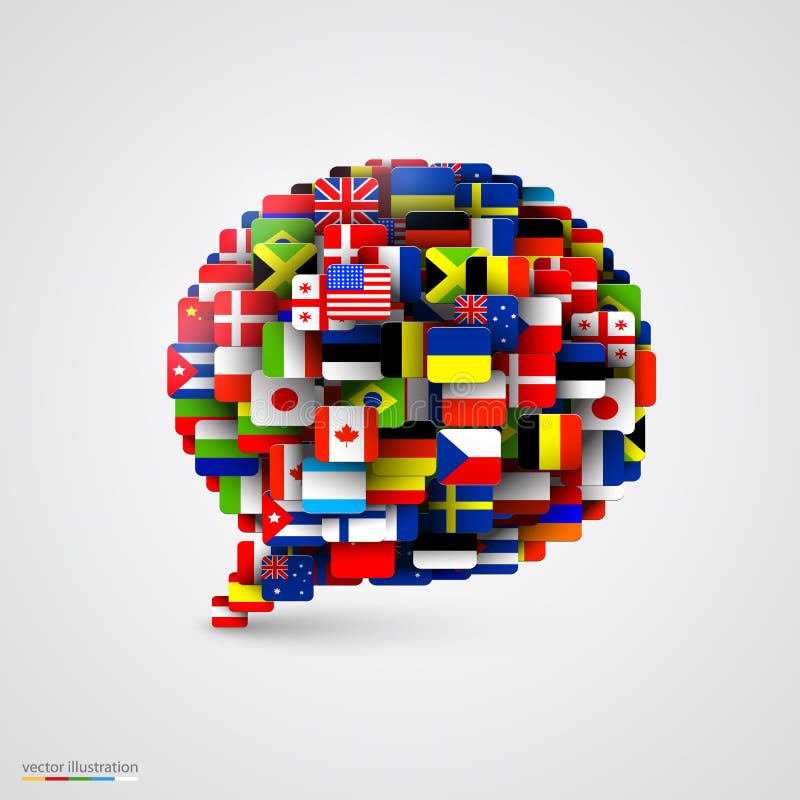 World flags in form of speech bubble. Vector illustration. World flags in form of speech bubble. Vector illustration