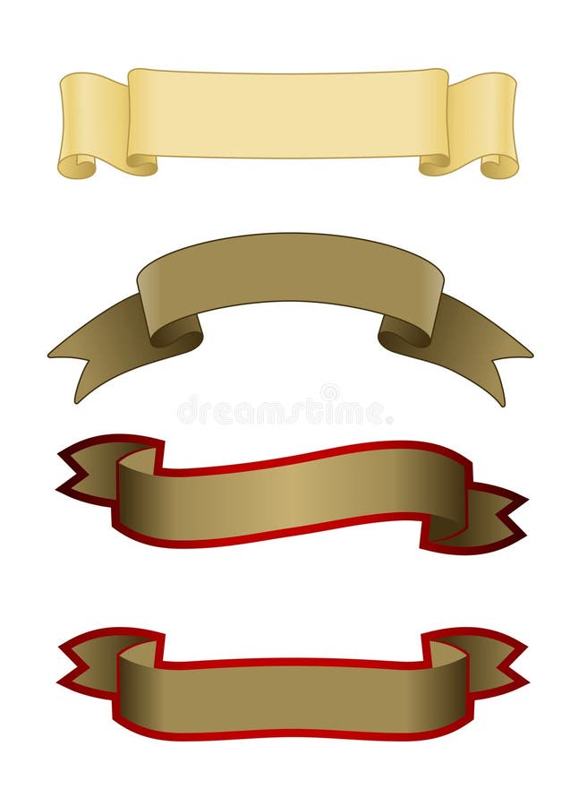 The set of an old-fashioned style scroll banners. The set of an old-fashioned style scroll banners