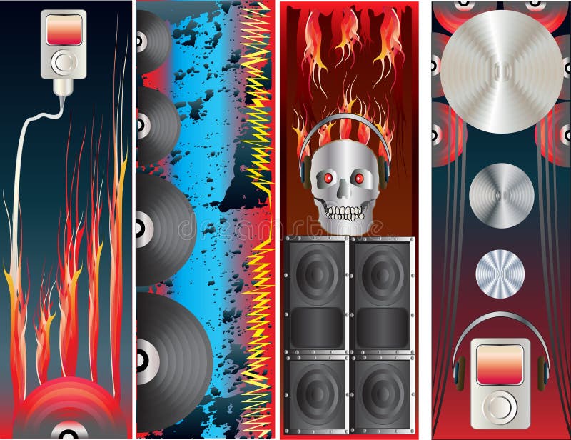 Bandeiras do vertical do Download da música ilustração do vetor Bandeiras do vertical do Download da música ilustração do vetor