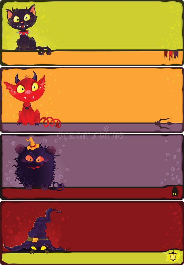 Bandeiras dos monstro de Dia das Bruxas ajustadas ilustração royalty free Bandeiras dos monstro de Dia das Bruxas ajustadas ilustração royalty free