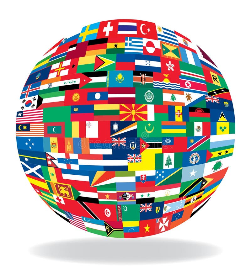 national flags in globe form, illustration. national flags in globe form, illustration