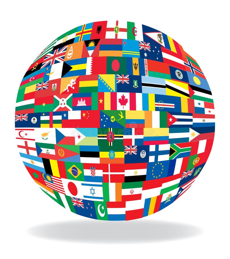 national flags in globe form, illustration. national flags in globe form, illustration