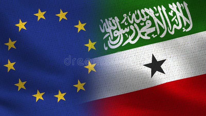 Bandeiras realísticas da UE e do Somaliland meias junto imagem de stock royalty free