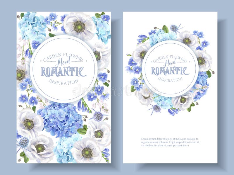 Bandeiras redondas da anêmona azul ilustração royalty free Bandeiras redondas da anêmona azul ilustração royalty free