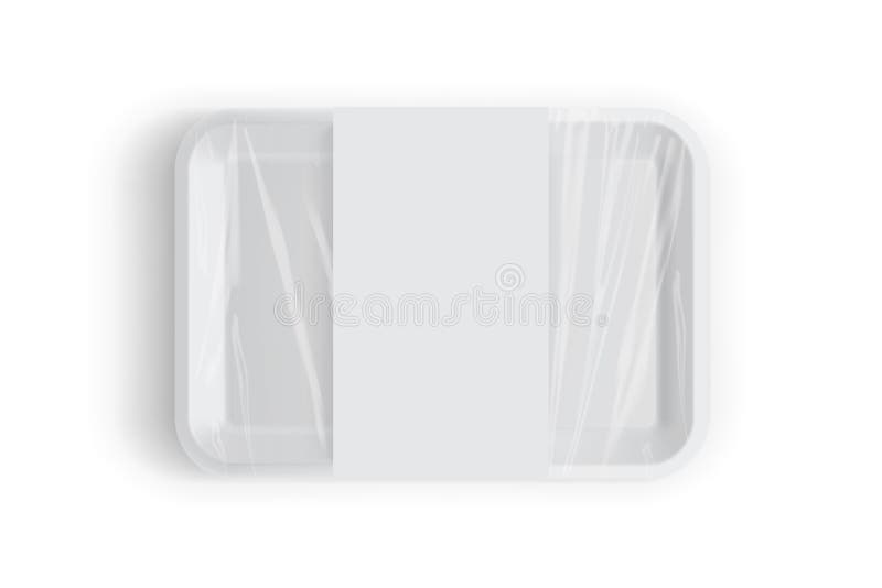 Bandeja blanca embalaje para alimentos aislada en el vector del fondo blanco