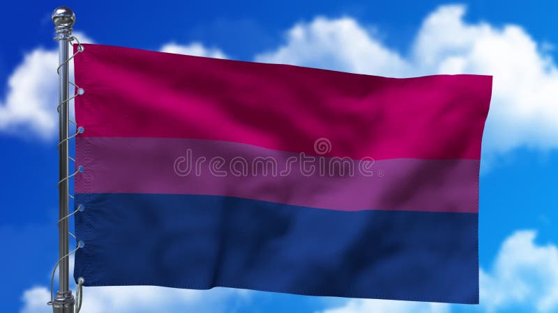 Bandera bisexual ondeando en el viento. símbolo alegre del movimiento de la comunidad lgbtq