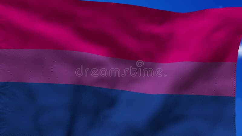 Bandera bisexual ondeando en el viento. símbolo alegre del movimiento de la comunidad lgbtq