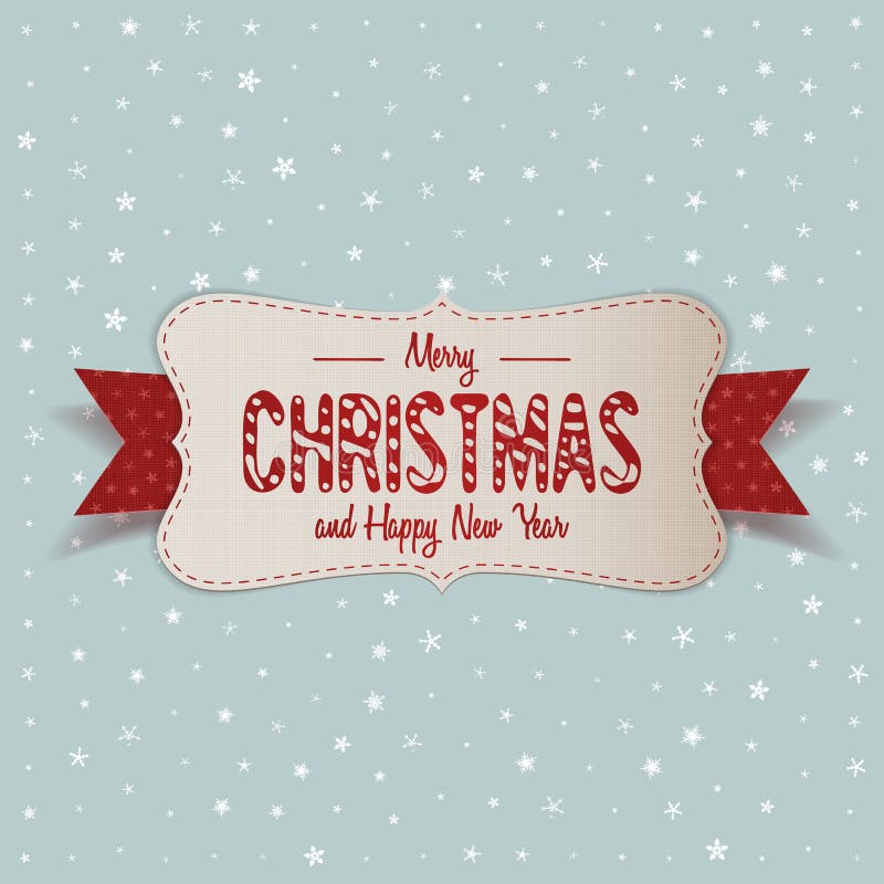 Bandera blanca de la Feliz Navidad con la cinta roja stock de ilustración Bandera blanca de la Feliz Navidad con la cinta roja stock de ilustración