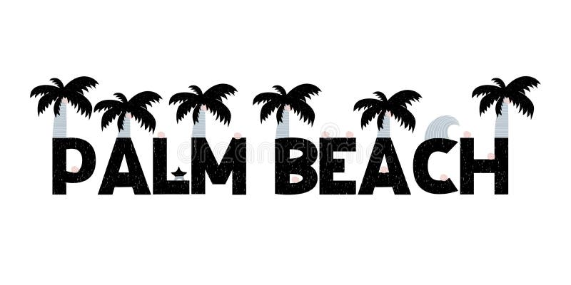 Bandera con poner letras a Palm Beach en estilo escandinavo Ilustración del vector stock de ilustración Bandera con poner letras a Palm Beach en estilo escandinavo Ilustración del vector stock de ilustración