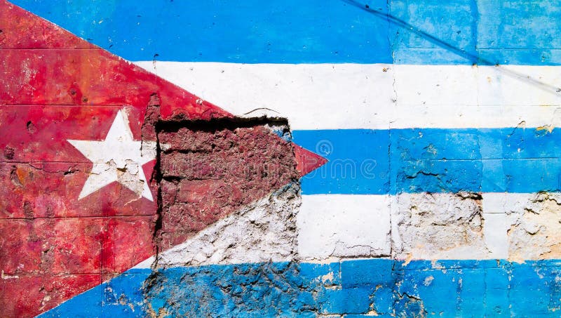 Cuban flag painted on a grunge old wall in Havana. Cuban flag painted on a grunge old wall in Havana