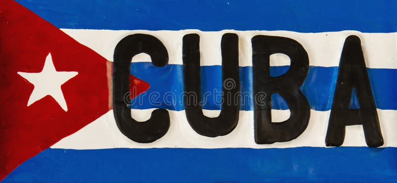 Red-blue-white Cuban flag on metal plate, Cuba, Republic of Cuba. Red-blue-white Cuban flag on metal plate, Cuba, Republic of Cuba