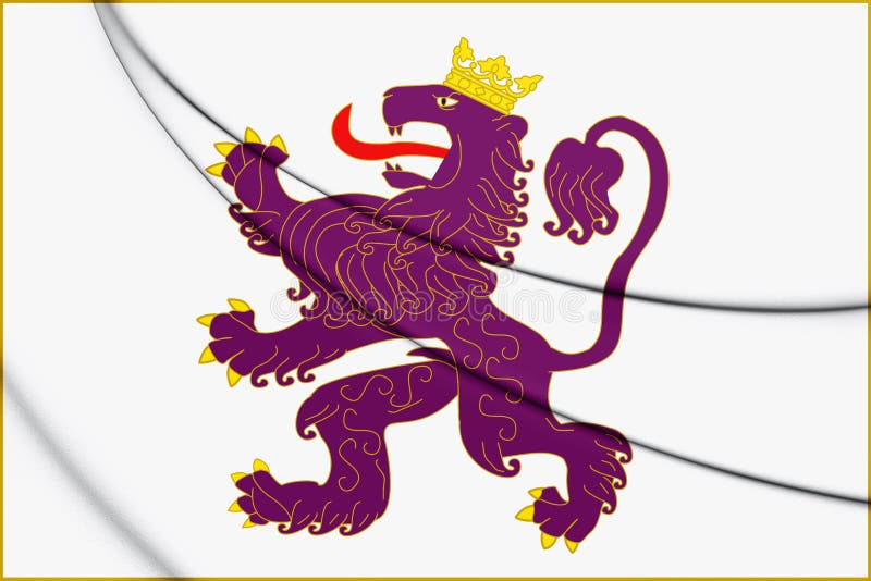 Bandera 3D del Reino de León stock de ilustración