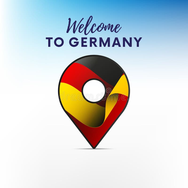 Bandera de Alemania en la forma del indicador del mapa Recepción a Alemania Ilustración del vector libre illustration Bandera de Alemania en la forma del indicador del mapa Recepción a Alemania Ilustración del vector libre illustration