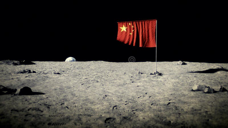 Bandera De China En La Luna Almacen De Video - Vídeo de china, bandera:  79481749