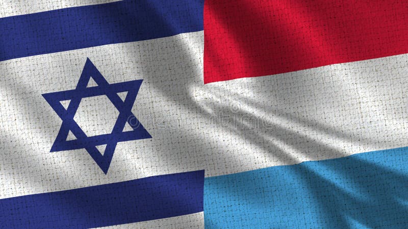 Bandera de Israel y de Luxemburgo - dos banderas junto fotos de archivo Bandera de Israel y de Luxemburgo - dos banderas junto fotos de archivo