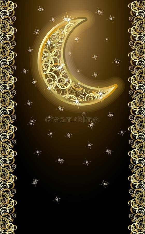 Bandera de la felicidad con la luna de oro ilustración del vector Bandera de la felicidad con la luna de oro ilustración del vector