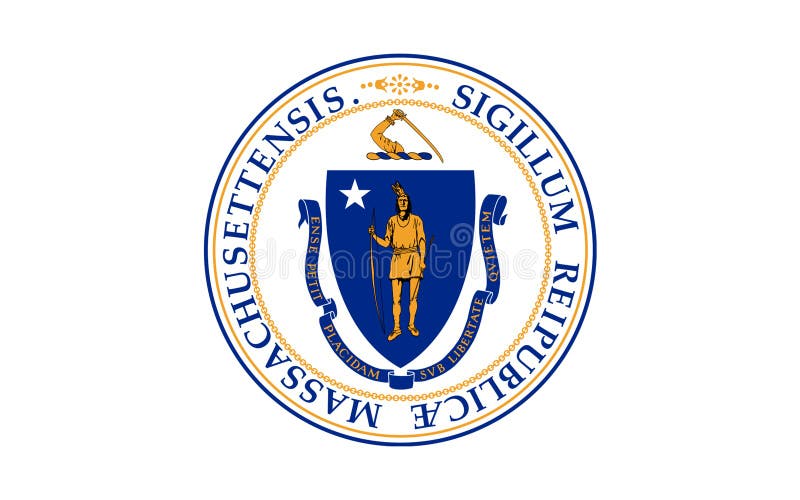 Bandera de Massachusetts, los E.E.U.U. foto de archivo Bandera de Massachusetts, los E.E.U.U. foto de archivo