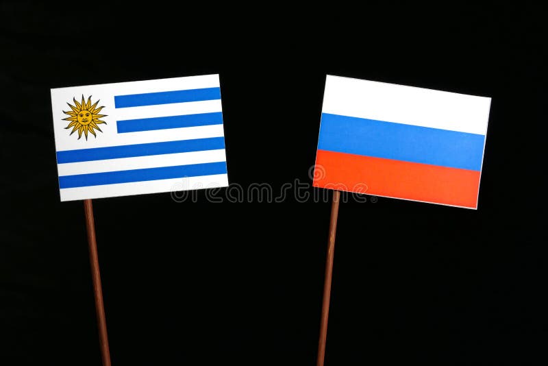 Bandera De Uruguay Encima De La Hamburguesa En Negro