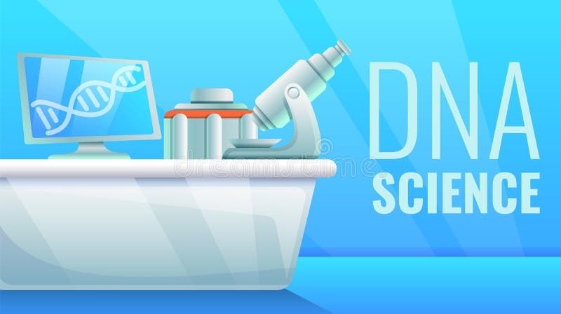 Bandera del concepto de la ciencia de la DNA, estilo de la historieta ilustración del vector Bandera del concepto de la ciencia de la DNA, estilo de la historieta ilustración del vector